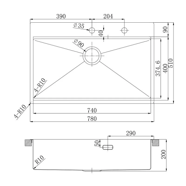 Мойка для кухни Lemark Iordana 78 см светлое золото 9938118
