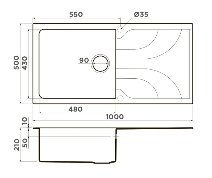 Мойка для кухни Omoikiri Yasugata 4993 100 см с крылом