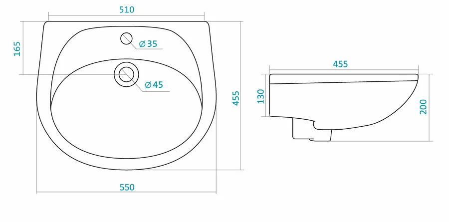 Раковина Santek Бриз 55 см белая 1WH110460