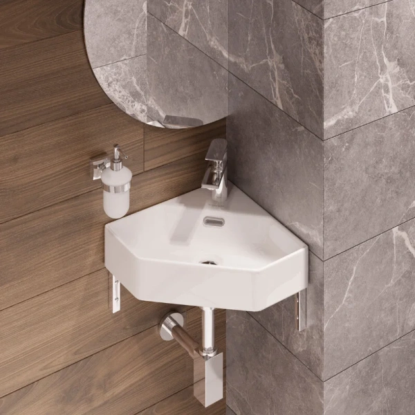 Раковина Sanita Luxe Line 50 см угловая WB.CR/Line/35-C/WHT.G/S1