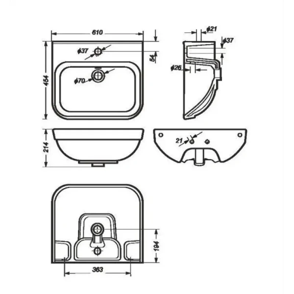 Раковина Sanita Luxe Next 60 см белая WB.PD/Next/60-C/WHT.G/S1