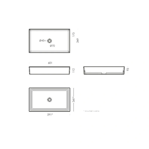 Раковина Sanita Luxe Novel 60 см фарфор WB.CT/Novel/60-N.Slim/WHT.G/S1