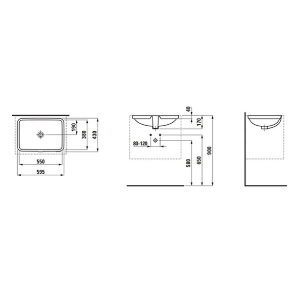 Раковина Laufen Pro S 60 см встраиваемая снизу 8.1196.3.000.109.1