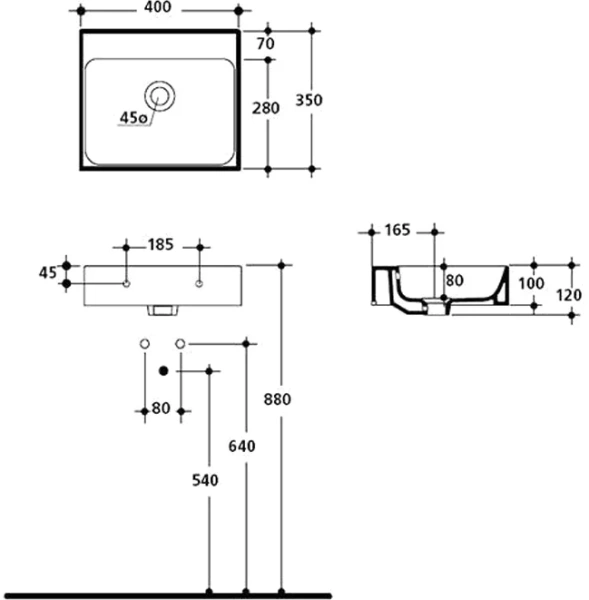 Раковина Kerasan Cento 40 см белая 353901*0