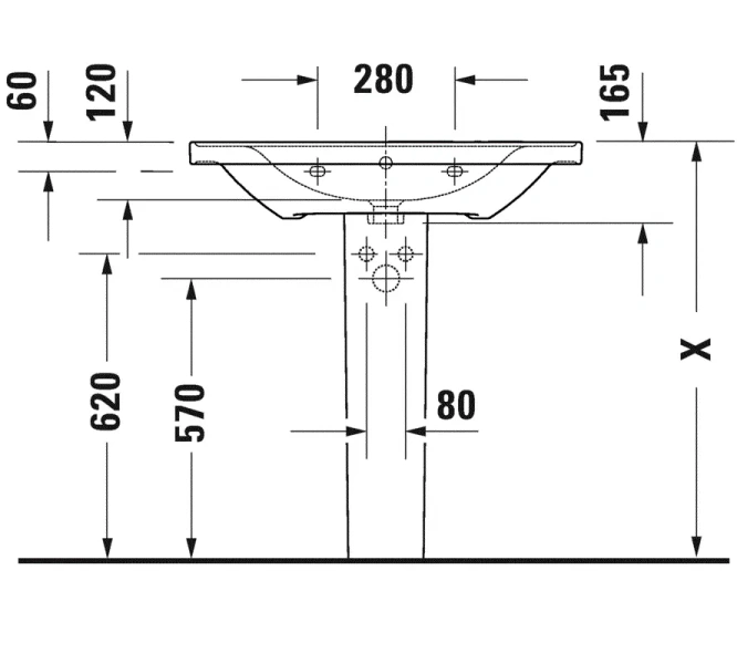 Раковина Duravit D-Neo 80 см с 1 отверстием под смеситель 2367800000