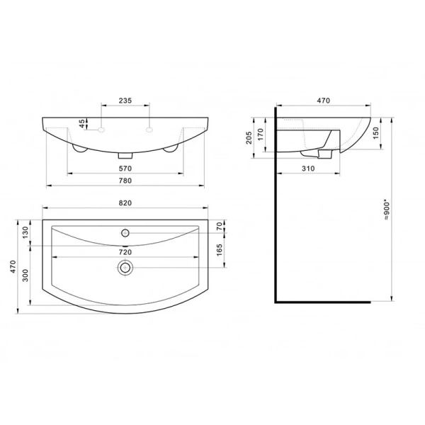 Раковина santek Балтика-80 1.WH50.1.524