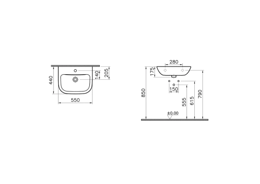 Раковина VitrA S20 5502b003-0001 55 см