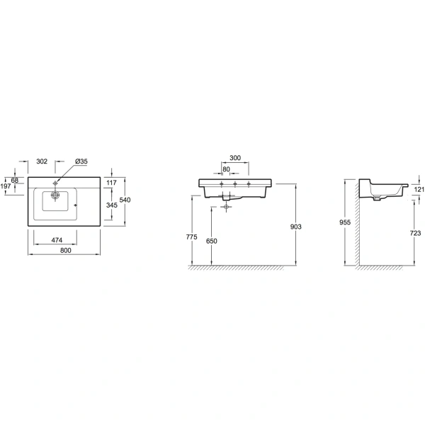 Раковина Jacob Delafon Soprano 80 см белая EXL112-00
