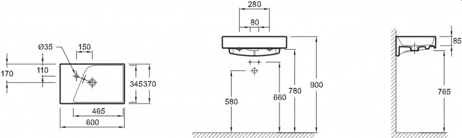 Раковина Jacob Delafon Rythmik 60 см белая EXR112-00