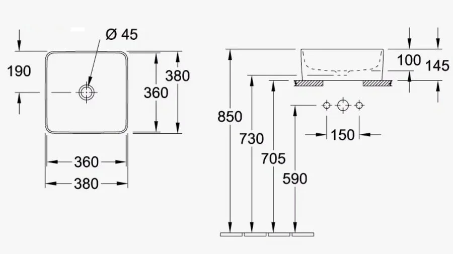 Раковина накладная Villeroy & Boch Collaro 38 см альпийский белый 4A213801