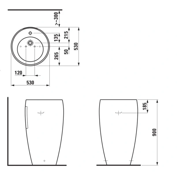 Раковина напольная Laufen Alessi One 8.1197.2.400.104.1 52х53х90 см