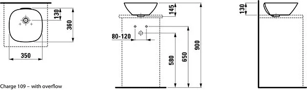 Раковина накладная Laufen Ino 8.1230.0.000.109.1 35 см