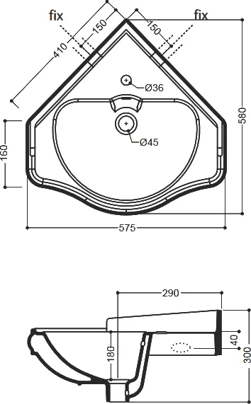 Раковина Kerasan Retro 103201*1 57 см угловая