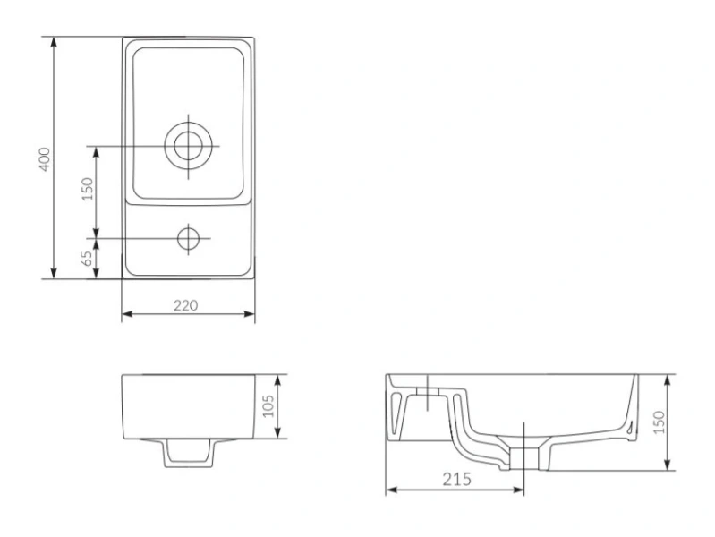 Раковина встраиваемая Cersanit Crea P-UM-CRE40/1 22х40 см