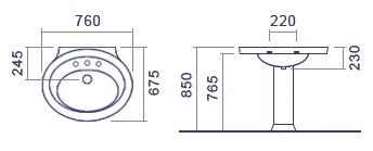 Раковина Hatria Dolcevita Y0EW01 75х60 см