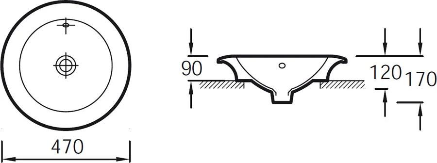 Раковина Jacob Delafon Ronde 47 см накладная E1183-00