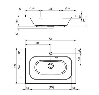 Раковина накладная Ravak Chrome 700 XJG01170, XJG01270