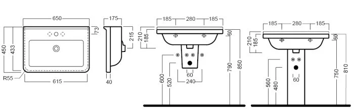 Раковина подвесная Hatria Erika Pro YXBE01 65х45 см