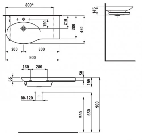 Раковина Laufen Palace 90 см цвет белый 8.1670.2.000.104.1