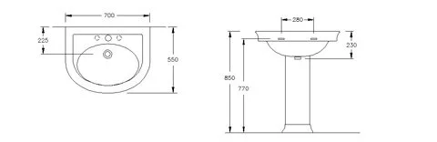 Раковина подвесная Hatria Dolcevita Y0EX01 70х55 см