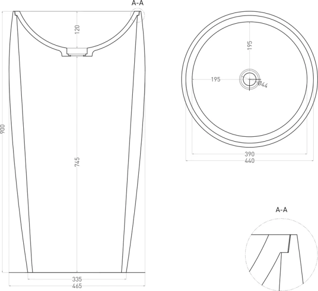 Раковина напольная Salini Armonia 03 белый матовый 130113SM