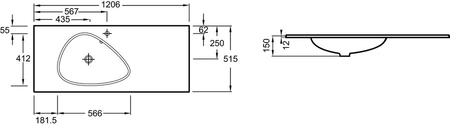 Раковина Jacob Delafon Nouvelle Vague EB3022 120 см стеклянная