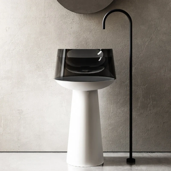 Раковина напольная Abber Kristall 50 см белая/черная AT2706White-Onyx