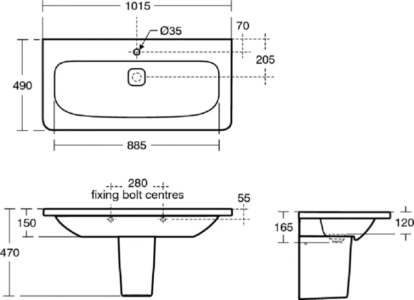 Раковина Ideal Standard Tonic II K0862 100 см подвесная