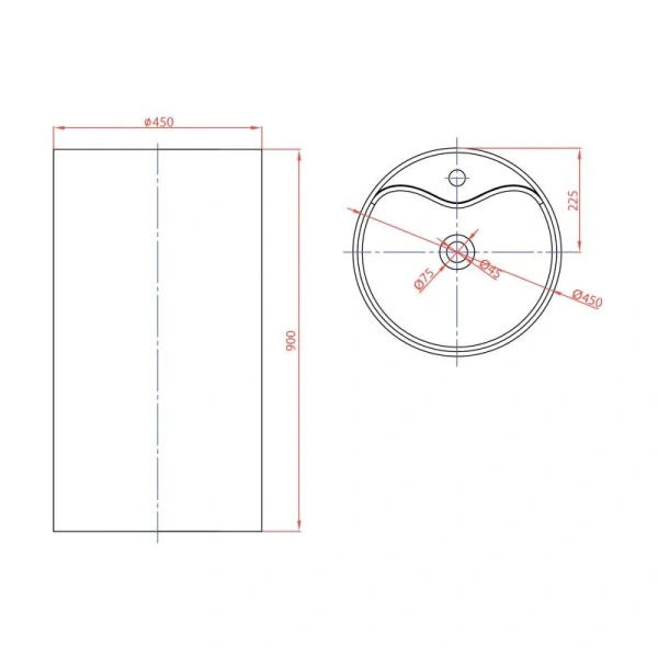 Раковина напольная Montebianco Pisa Rubinetto 45 см белая 11234