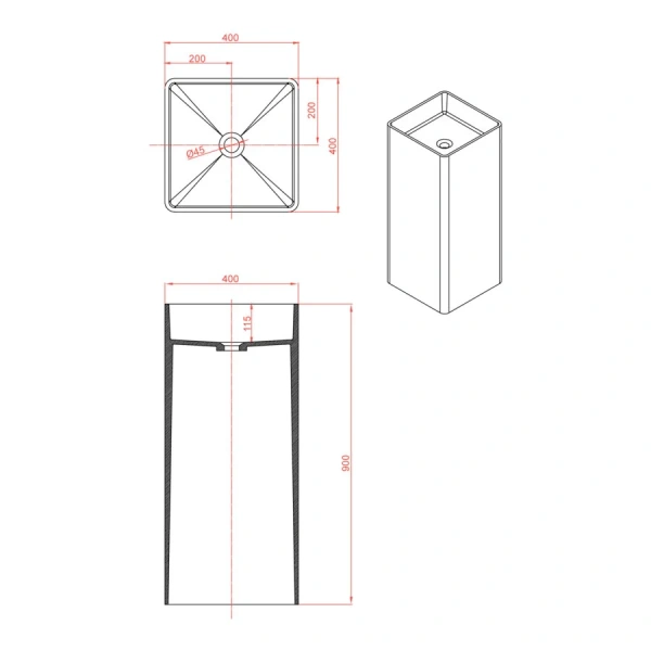 Раковина напольная Montebianco Torre 40 см белая 13011
