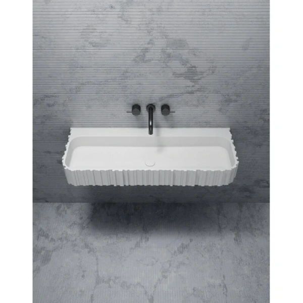 Раковина Abber Stein 100 см белая матовая AS2652-1.0