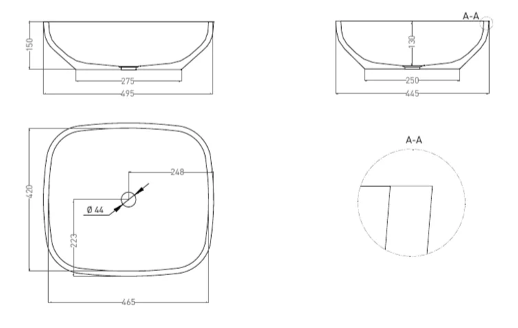 Раковина Salini Gloria 08 50 см накладная, покраска по RAL полностью 1102208MF