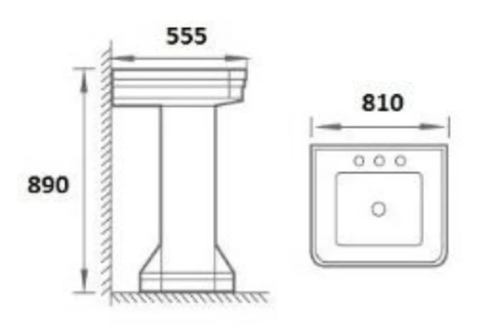Раковина Boheme Vogue 81 см с одним отверстием под смеситель 942-2