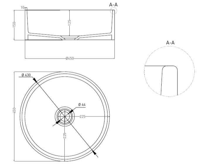 Раковина Salini Armonia 02 45 см покраска по RAL полностью 130112SMF