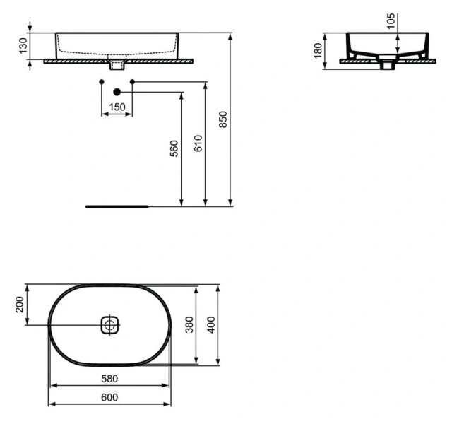 Раковина Ideal Standard Strada II 60 см Oval Vessel T298101