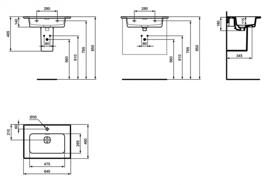 Раковина Ideal Standard Strada II 64 см белая T299101