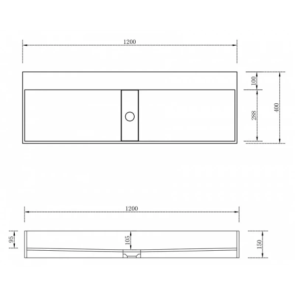 Раковина Abber Stein 120 см накладная AS2642