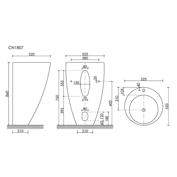 Раковина напольная Ceramica Nova 850 моноблок CN1807