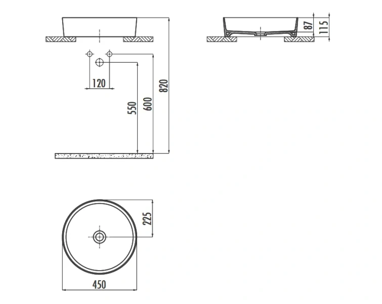 Раковина Creavit Loop 45 см базальт LP145-00BM00E-0000