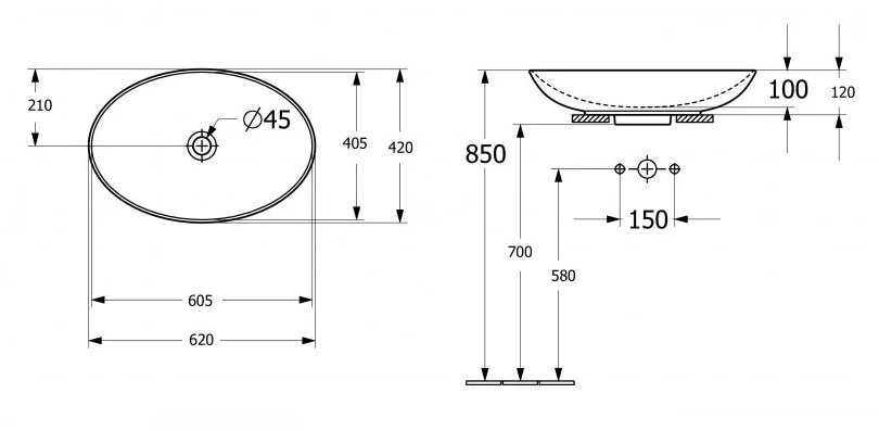 Раковина Villeroy & Boch Loop & Friends 62 см накладная, альпийский белый 4A480001