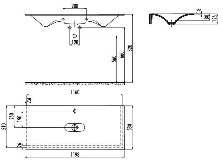 Раковина Creavit Drop 120 см белая DP120-00CB00E-0000