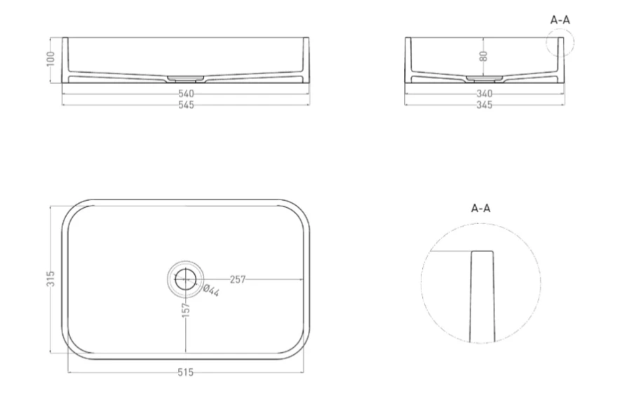 Раковина Salini Callista 01 1101 54,5 см накладная