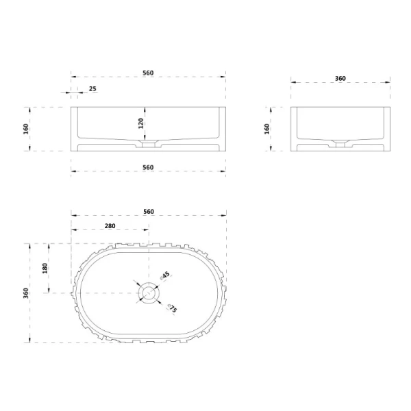 Раковина Abber Stein 56 см белая матовая AS2655