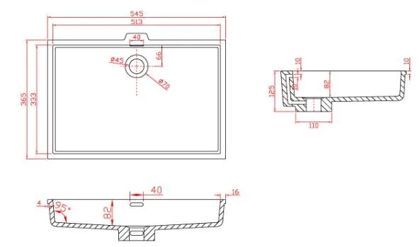 Раковина Montebianco Castello Uno 55 см белая матовая 12113