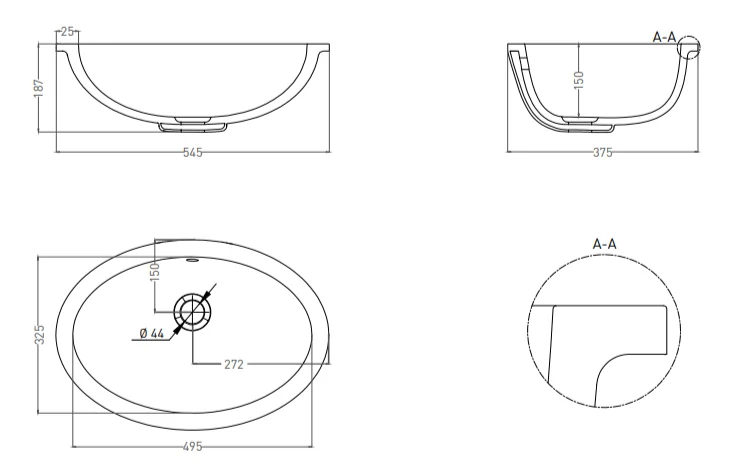 Раковина Salini Marea 12 55 см покраска по RAL полностью 1101109GF