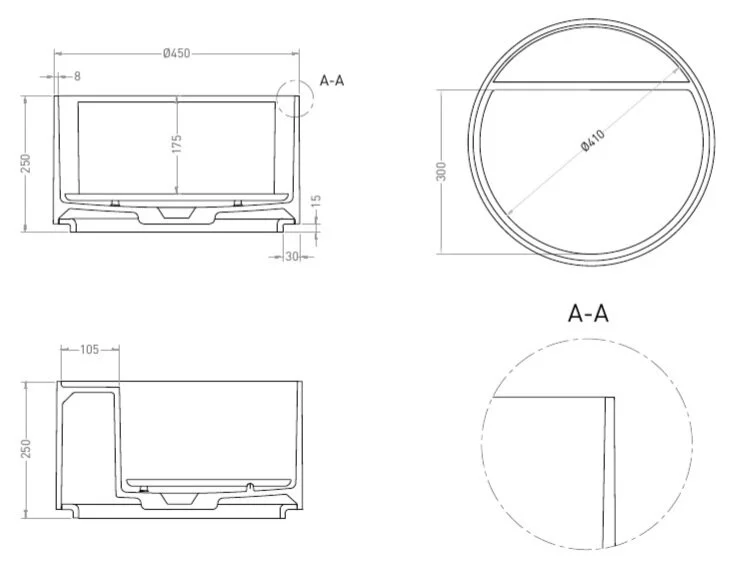 Раковина Salini Armonia Round Top 02 45 см с 1 отверстием под смеситель 130412TG