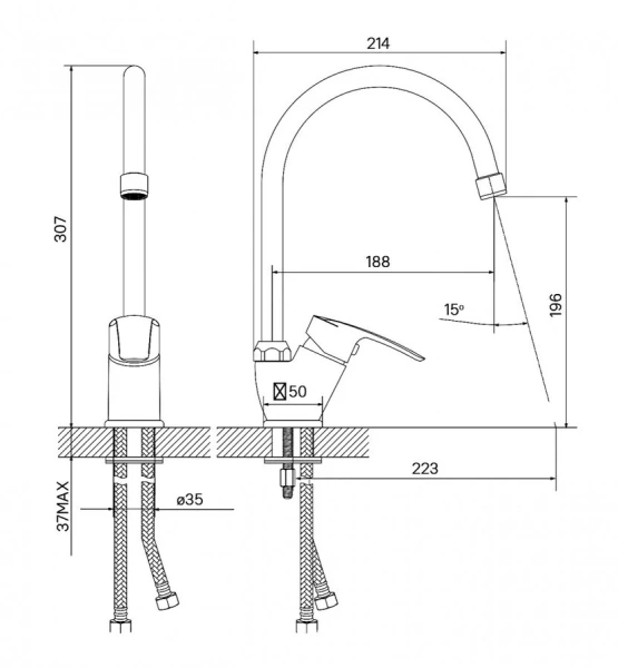 Смеситель для кухни IDDIS Ray хром RAYSB00i05 Hanex