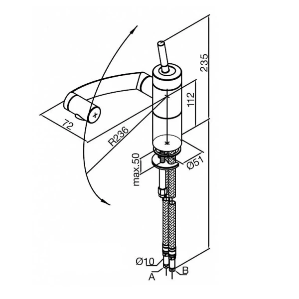 Смеситель для кухни Damixa Arc с поворотным изливом хром 290007464 Hanex