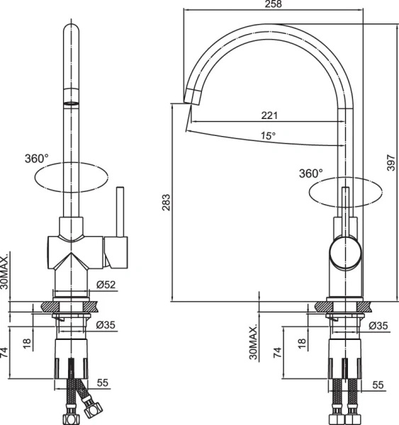 Смеситель для кухни IDDIS Kitchen сатин K05STJ0i05 Hanex