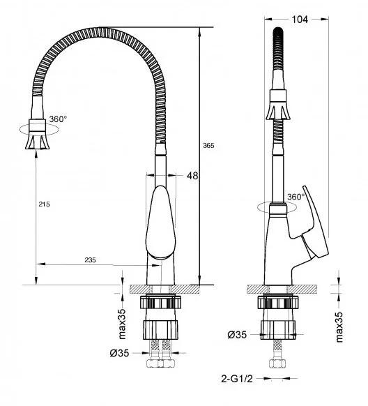 Смеситель для кухни Lemark Linara с гибким изливом LM0413C Hanex